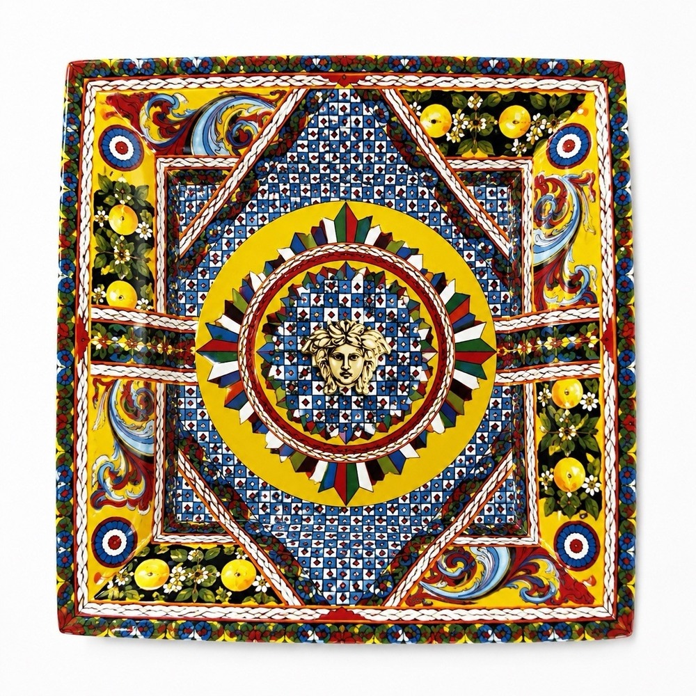 Palais Royal Boutique Santa Rosalia 8" Porcelan Square Table Tray Sicily